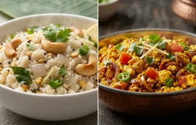 Suji Upma with Anda Bhurji