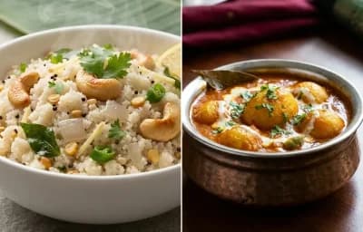 Suji Upma with Dum Aloo