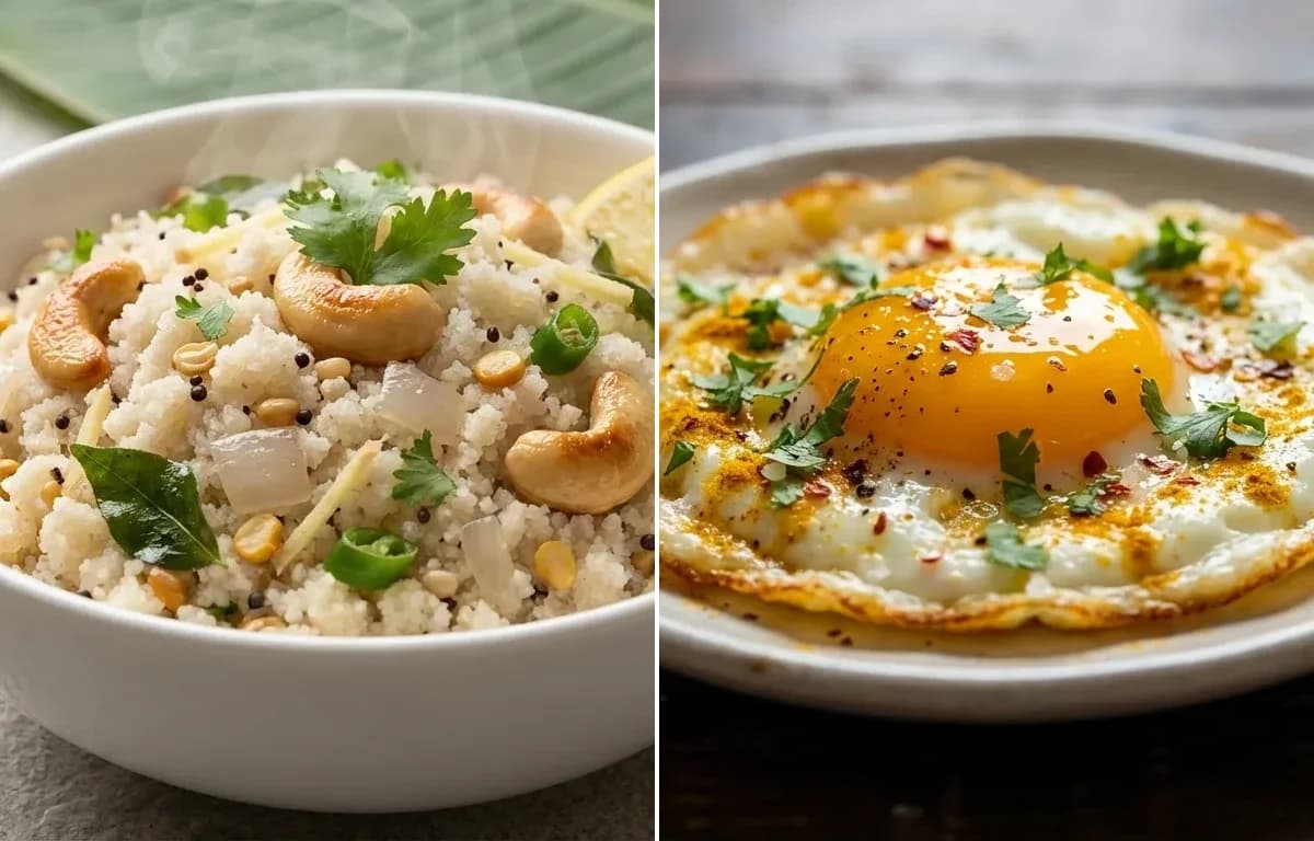 Suji Upma with Fried Egg