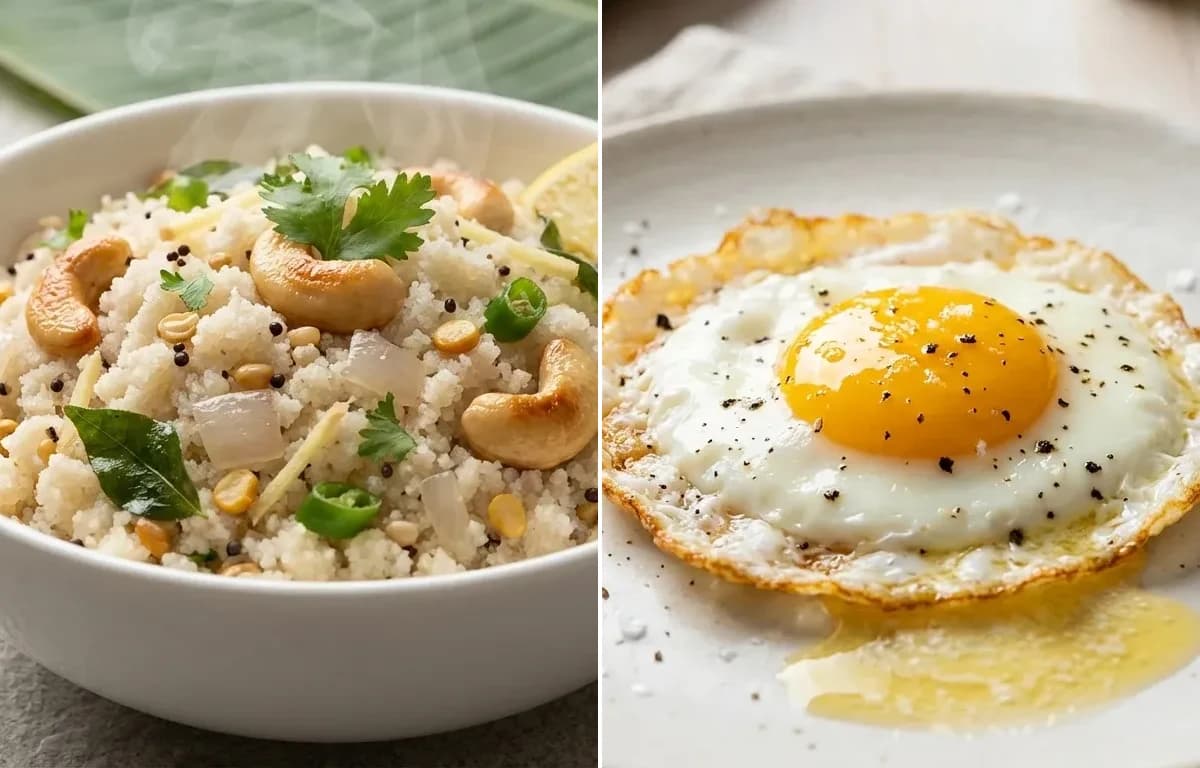 Suji Upma with Sunny Side Up