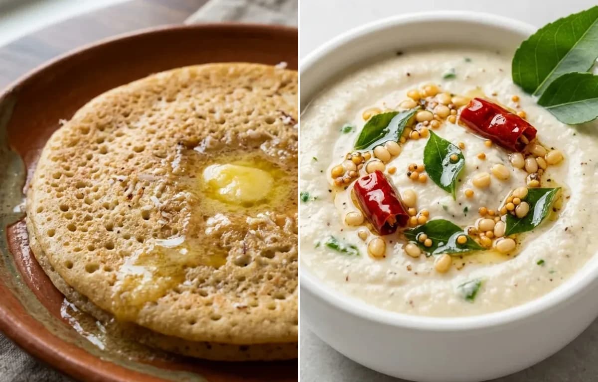 Surnali Dosa with Coconut Chutney