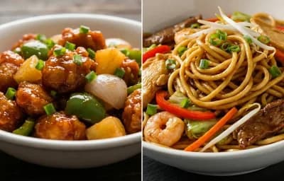 Sweet and Sour Chicken with Combination Lo Mein