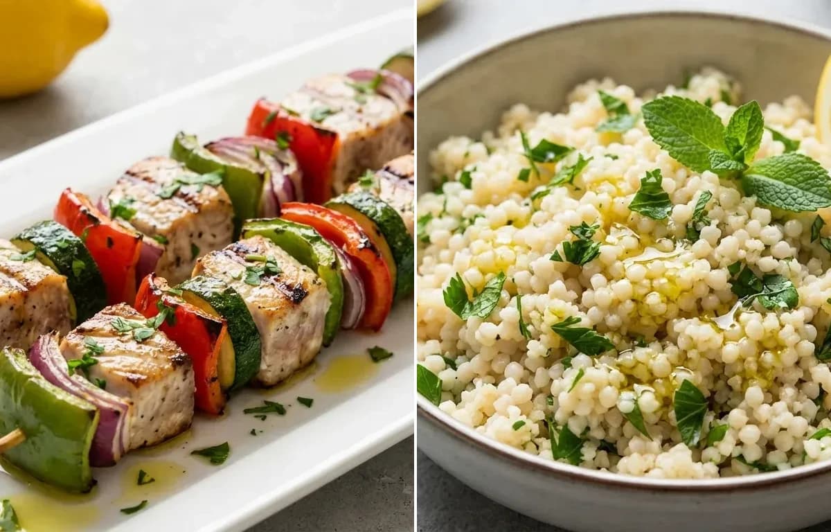 Swordfish Kebabs with Herbed Couscous