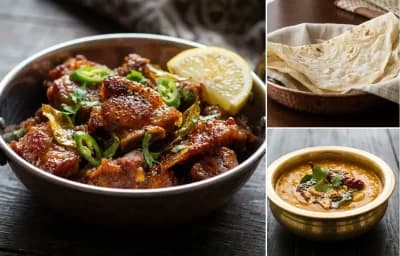 Talawa Gosht, Roomali Roti and Khatti Dal