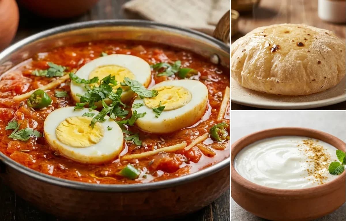 Tamatey mein Beeda, Phulka and Dahi