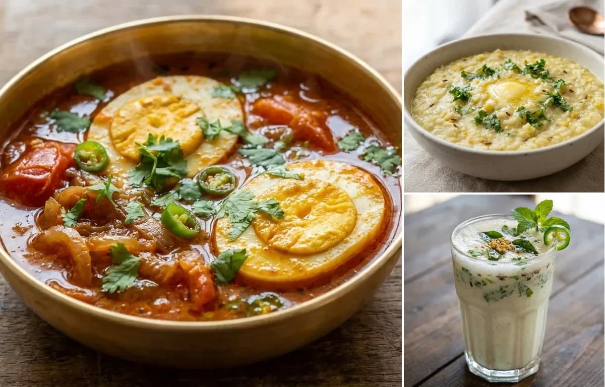 Tameta Inda nu Shaak, Moong Dal Khichdi and Masala Chaas