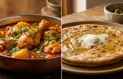 Tameta ma Marghi with Paratha