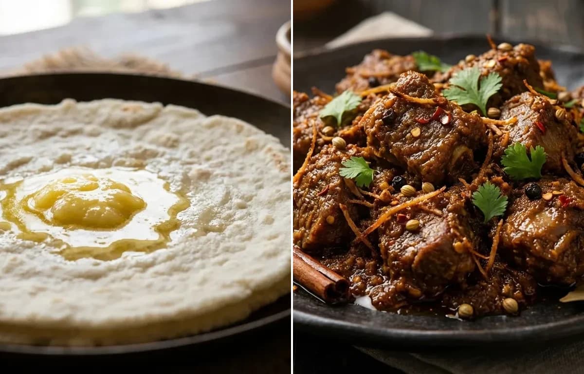 Tandalachi Bhakri with Mutton Sukha