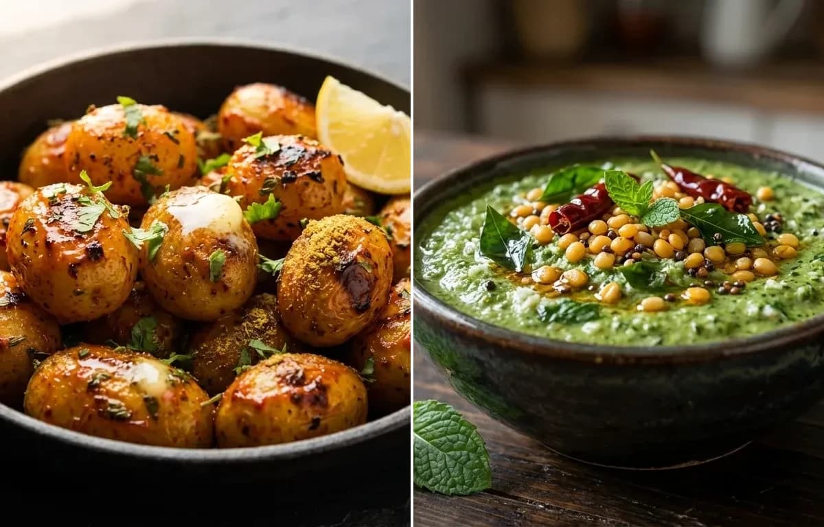 Tandoori Aloo with Pudhina Chutney