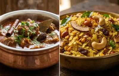 Tash Mutton with Poha Fry