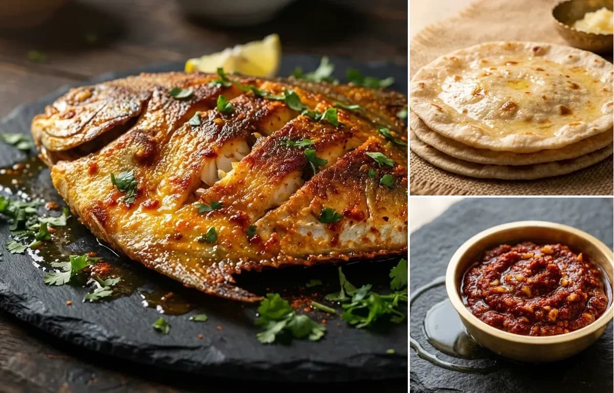 Tawa Pomfret, Rotli and Lasan ni Chutney