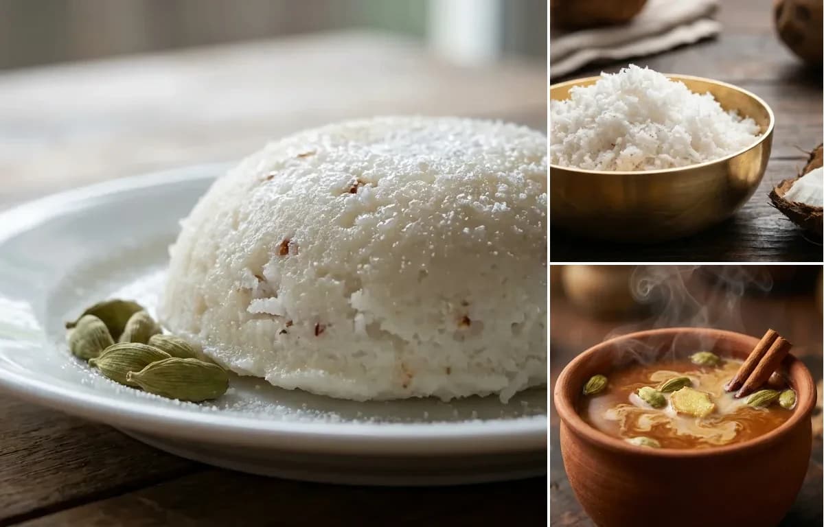 Tekeli Pitha, Grated Coconut and Gur ki Chai