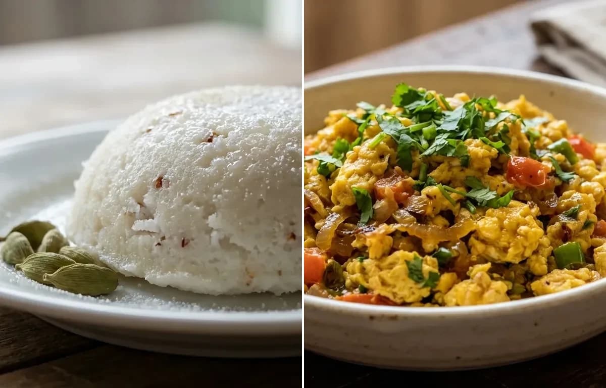 Tekeli Pitha with Dim Bhaji