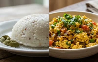 Tekeli Pitha with Dim Bhaji