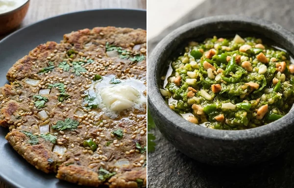 Thalipeeth with Green Chili Thecha