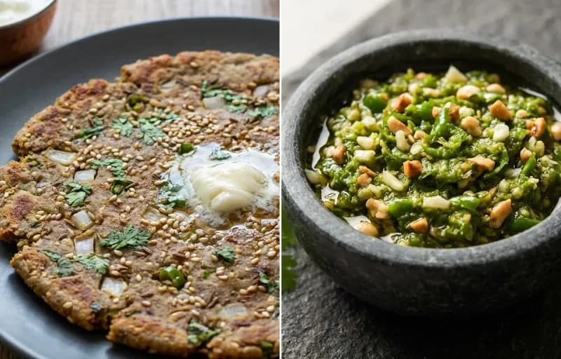 Thalipeeth with Green Chili Thecha