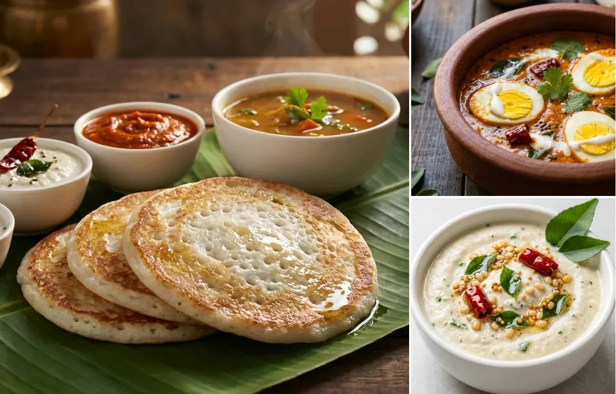 Thattu Dosa, Kerala Egg Curry and Coconut Chutney