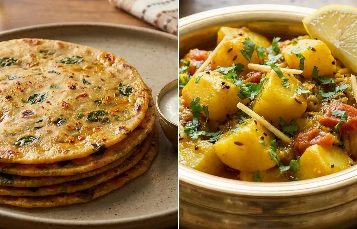 Thepla with Batata nu Shaak