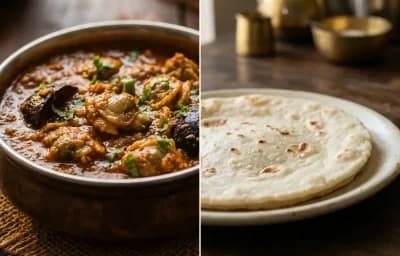 Tisrya Masala with Rice Bhakri