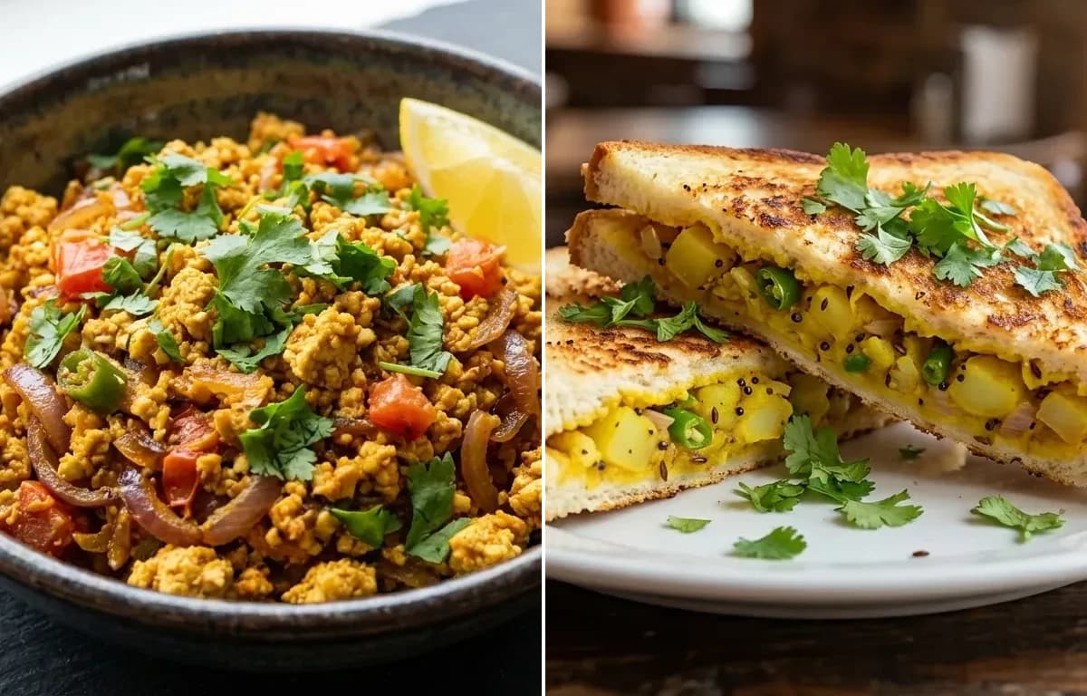 Tofu Bhurji with Masala Toast