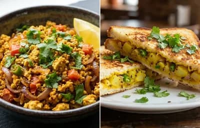 Tofu Bhurji with Masala Toast
