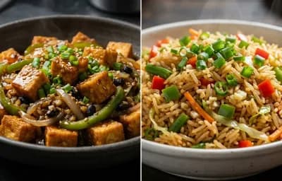 Tofu in Black Bean Sauce with Veg Fried Rice