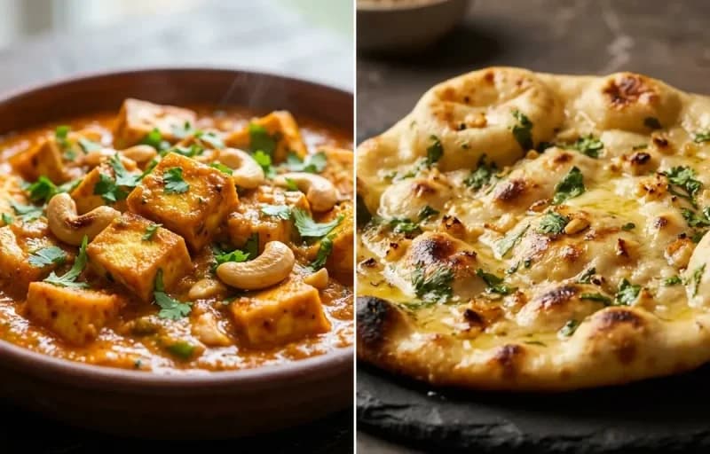 Tofu Masala with Garlic Naan