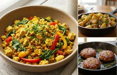 Tofu Scramble, Home Fries and Sausage Patties