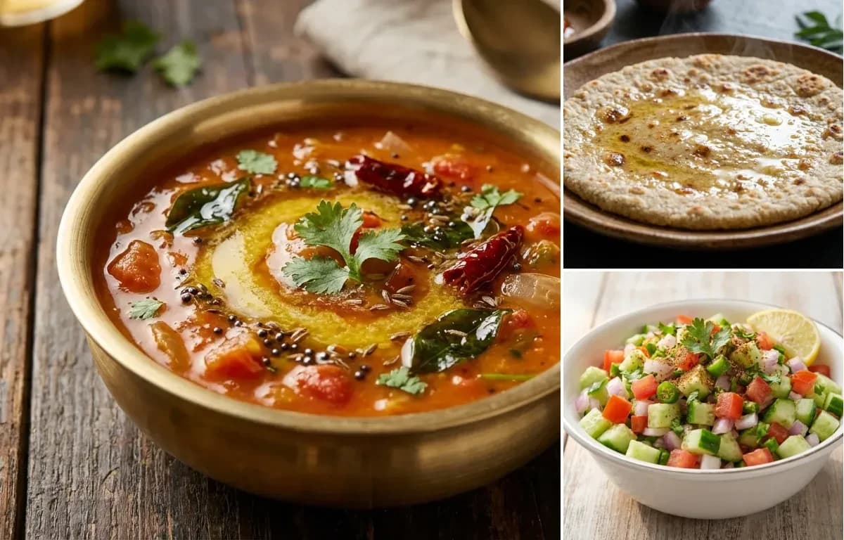 Tomato Dal, Jonna Rotte and Kachumber