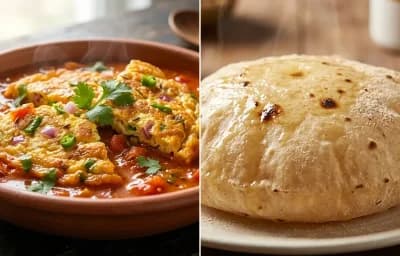 Tomato Omelette Curry with Phulka