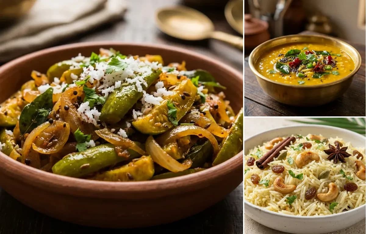 Tondli Bhaji, Dalithoy and Goan Coconut Rice
