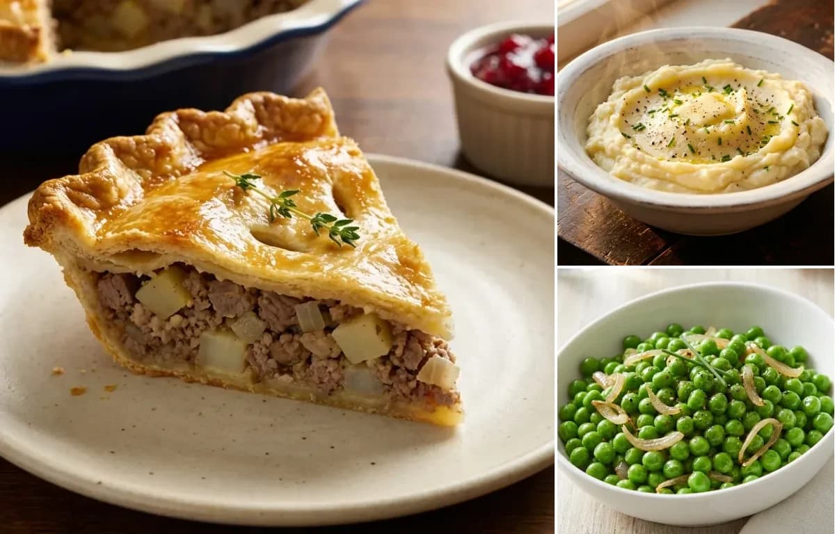 Tourtière, Mashed Potatoes and Buttered Peas
