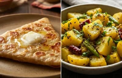 Trikon Paratha with Aloo Chorchori