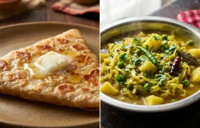 Trikon Paratha with Bandhakopir Torkari
