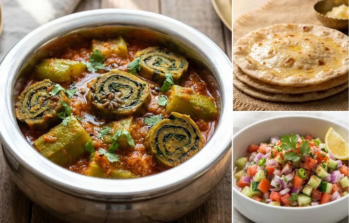 Turiya Patra nu Shaak, Rotli and Kachumber Salad