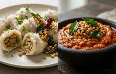 Ulundu Kozhukattai with Kara Chutney