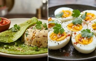 Upma Pesarattu with Boiled Egg