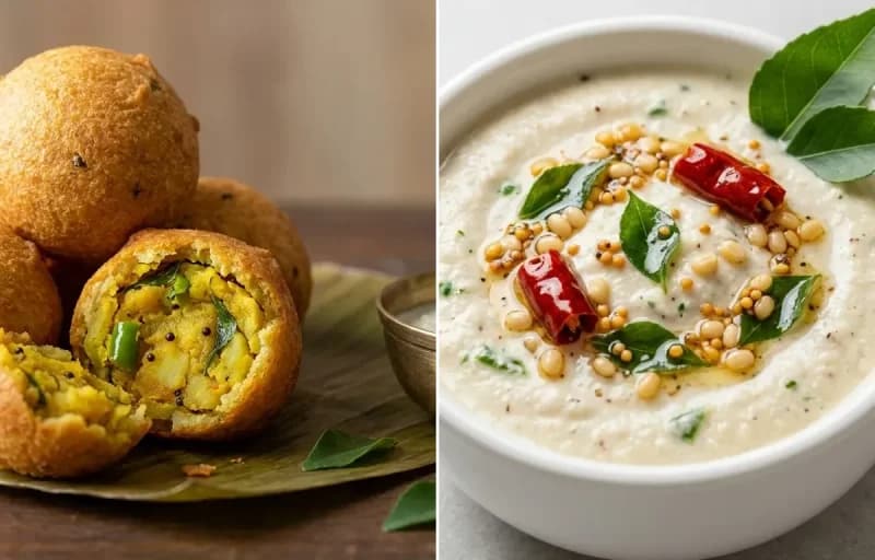 Urulai Bonda with Coconut Chutney