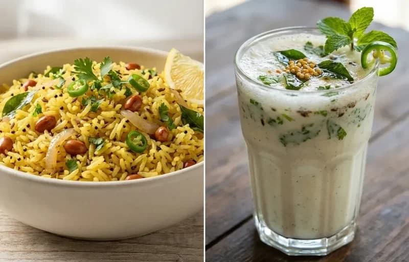 Vagharela Bhat with Masala Chaas