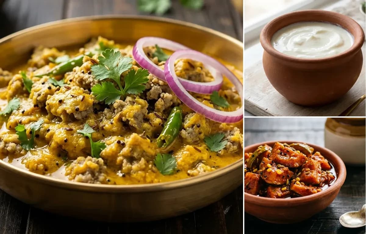 Vagharelo Rotlo, Curd and Mango Pickle