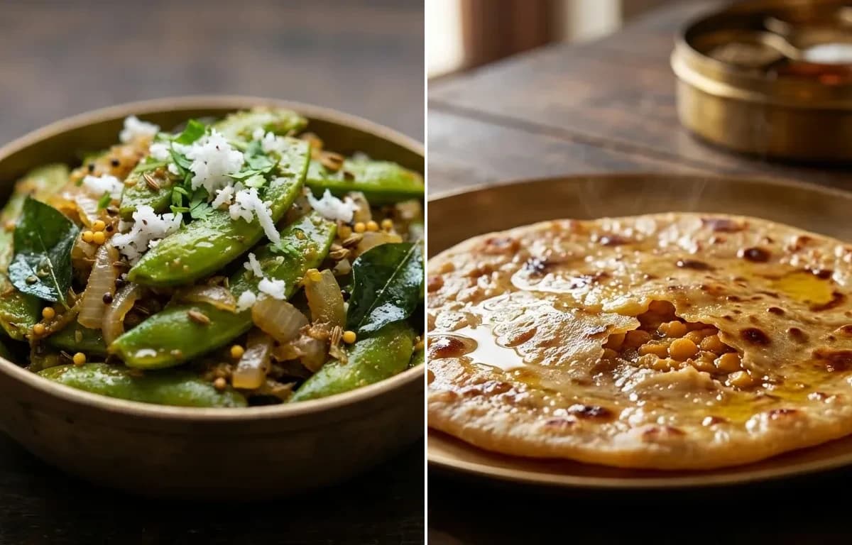 Val Papdichi Bhaji with Puran Poli