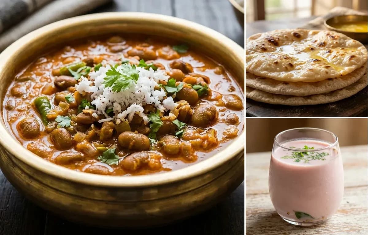 Valachi Bhaji, Chapati and Sol Kadhi