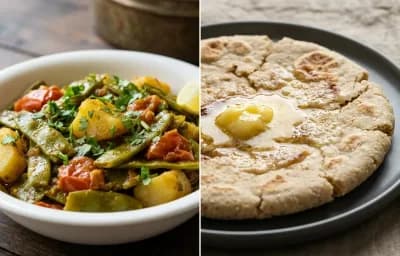 Valor Papdi nu Shaak with Jowar no Rotlo