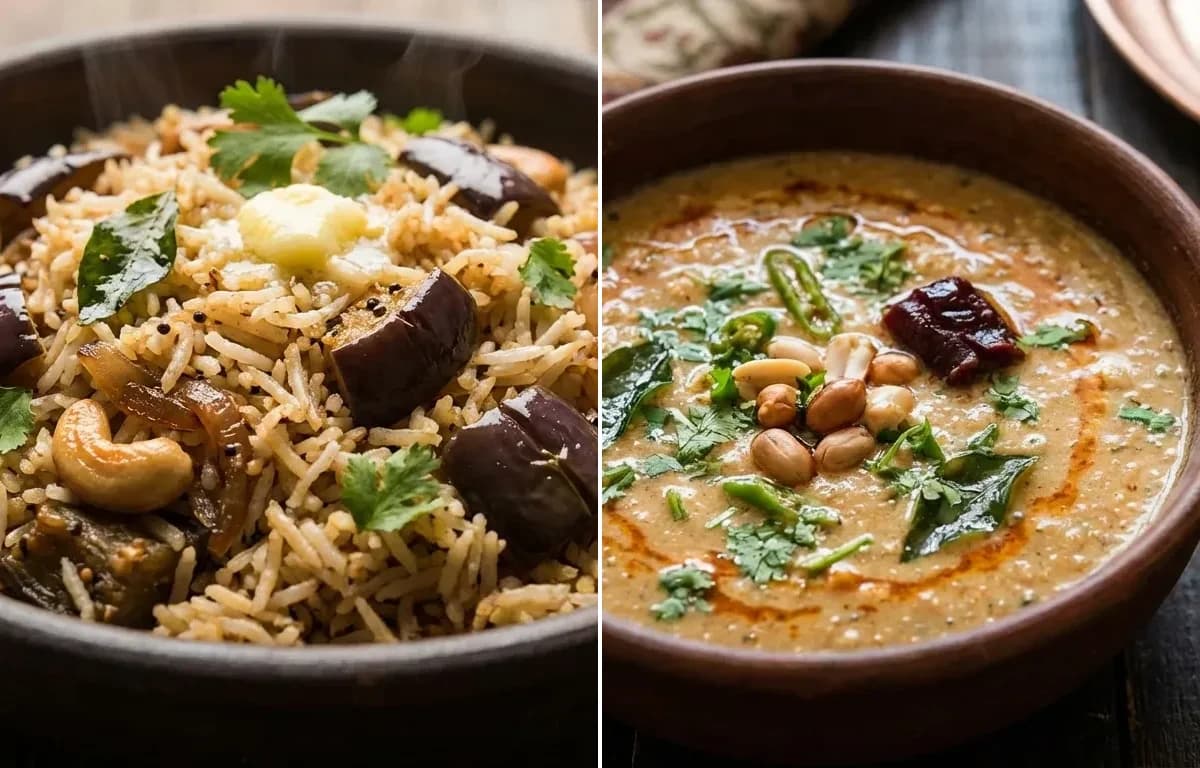 Vangi Bhaat with Shengdana Amti