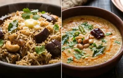 Vangi Bhaat with Shengdana Amti