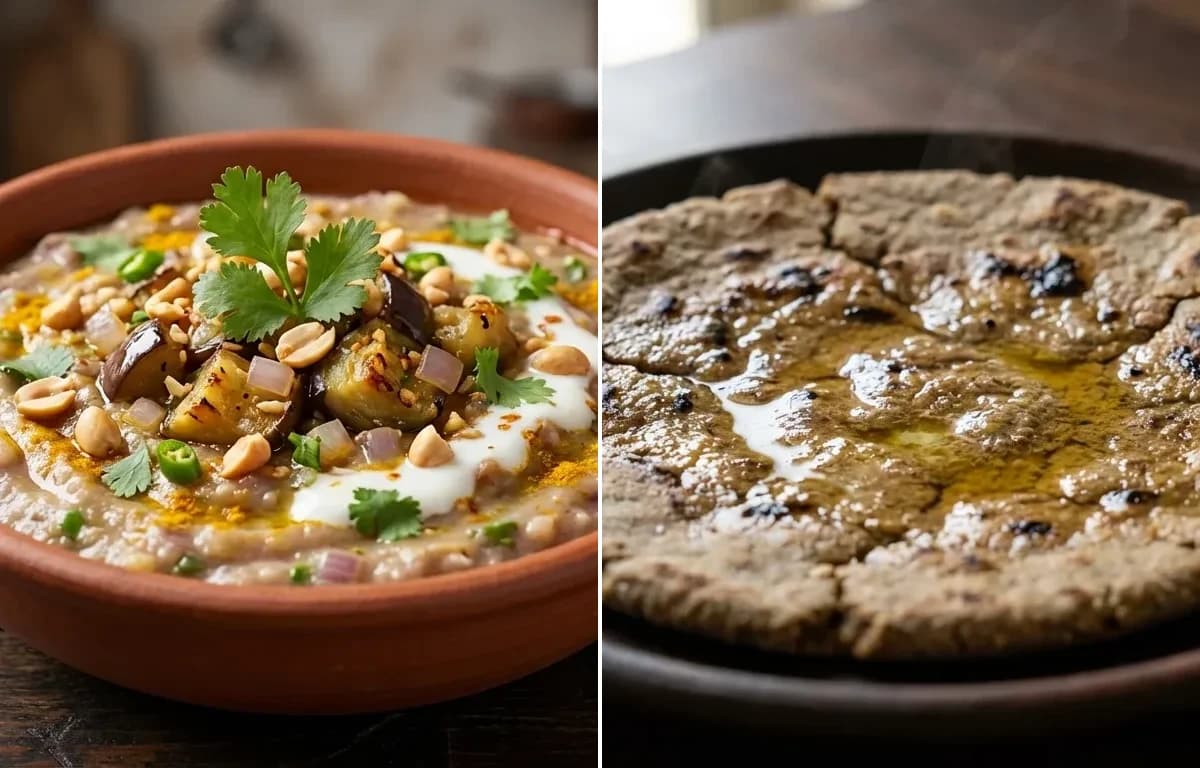Vangyache Bharit with Bajrichi Bhakri