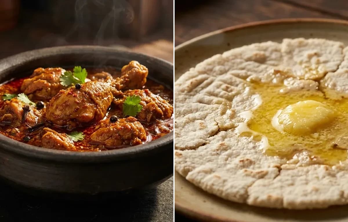 Varhadi Chicken Curry with Jowar Bhakri