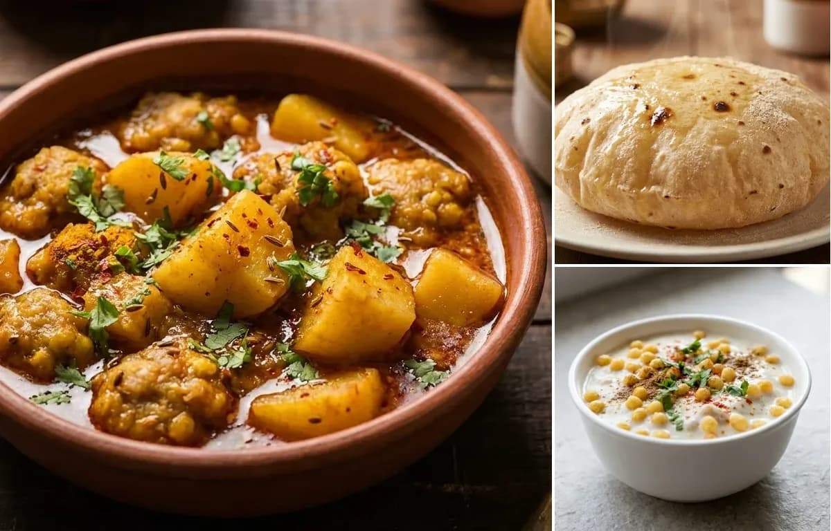 Varyun Patata, Phulka and Boondi Raita