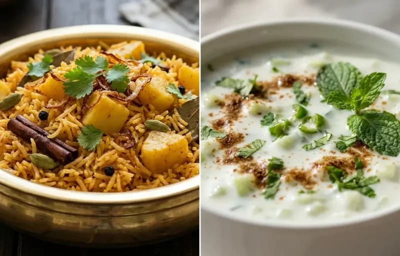 Varyun Pulao with Cucumber Raita