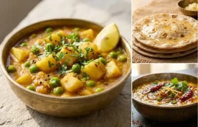 Vatana Batata Shaak with Rotli and Dal Tadka